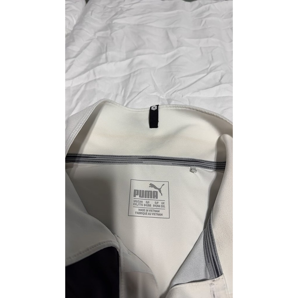 Puma Mens Polo Shirt XXL White Grey Lime Green Stripe Tequila Patron Logo